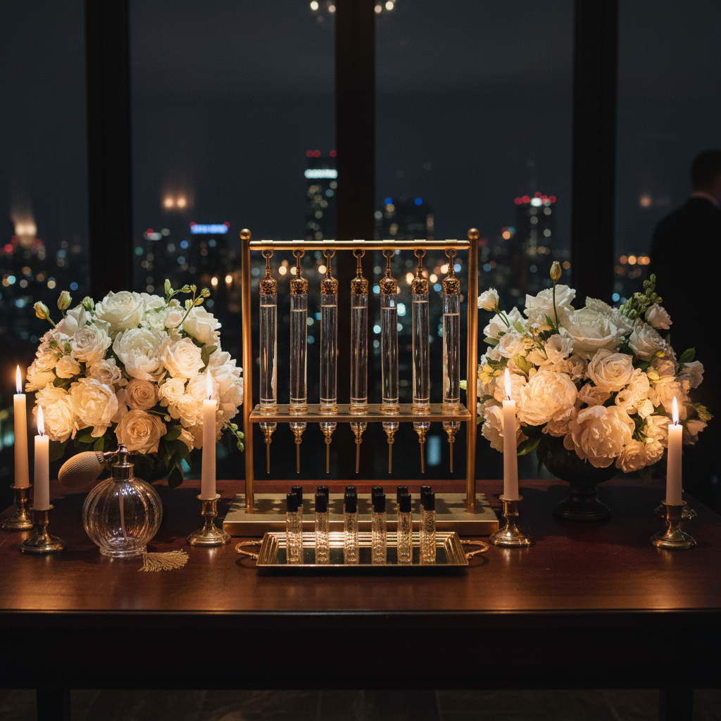 Luxury event table setting with candles